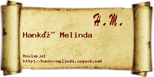 Hankó Melinda névjegykártya